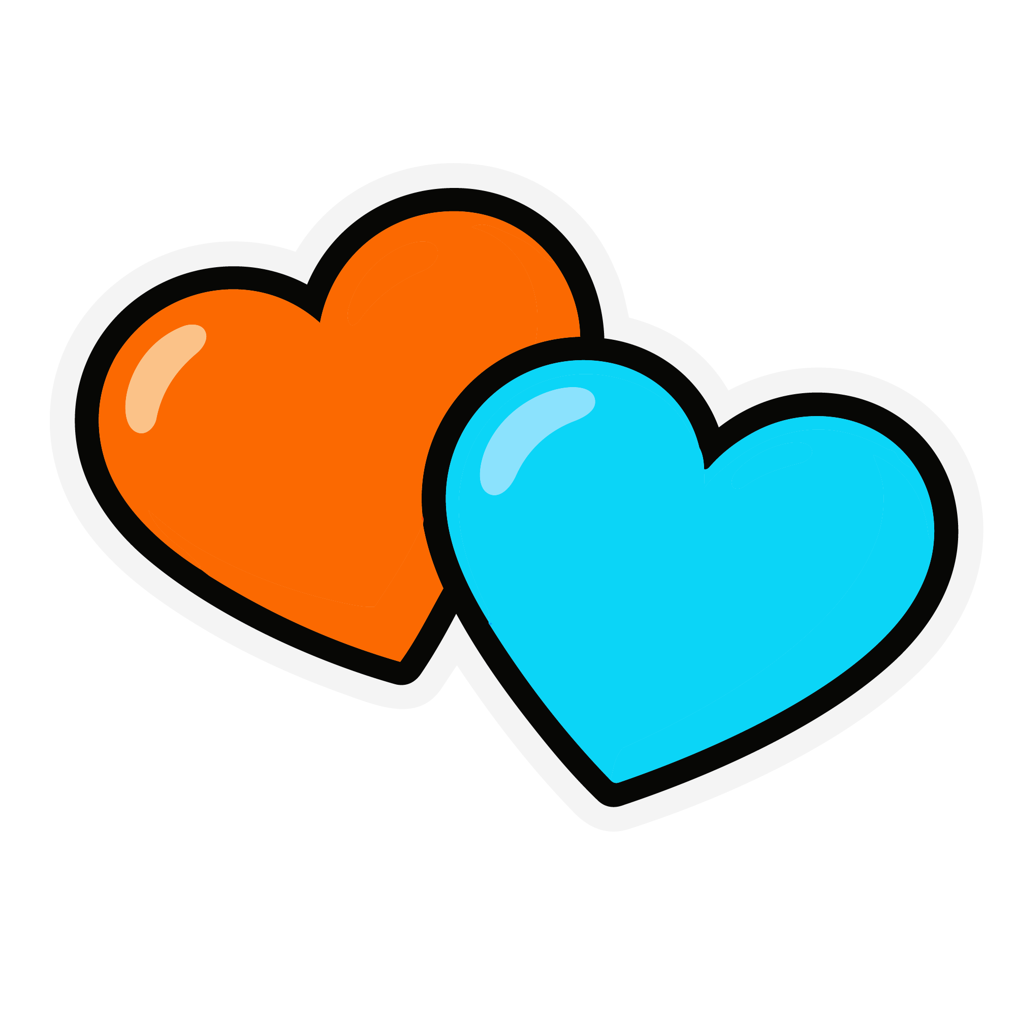 Two connected hearts