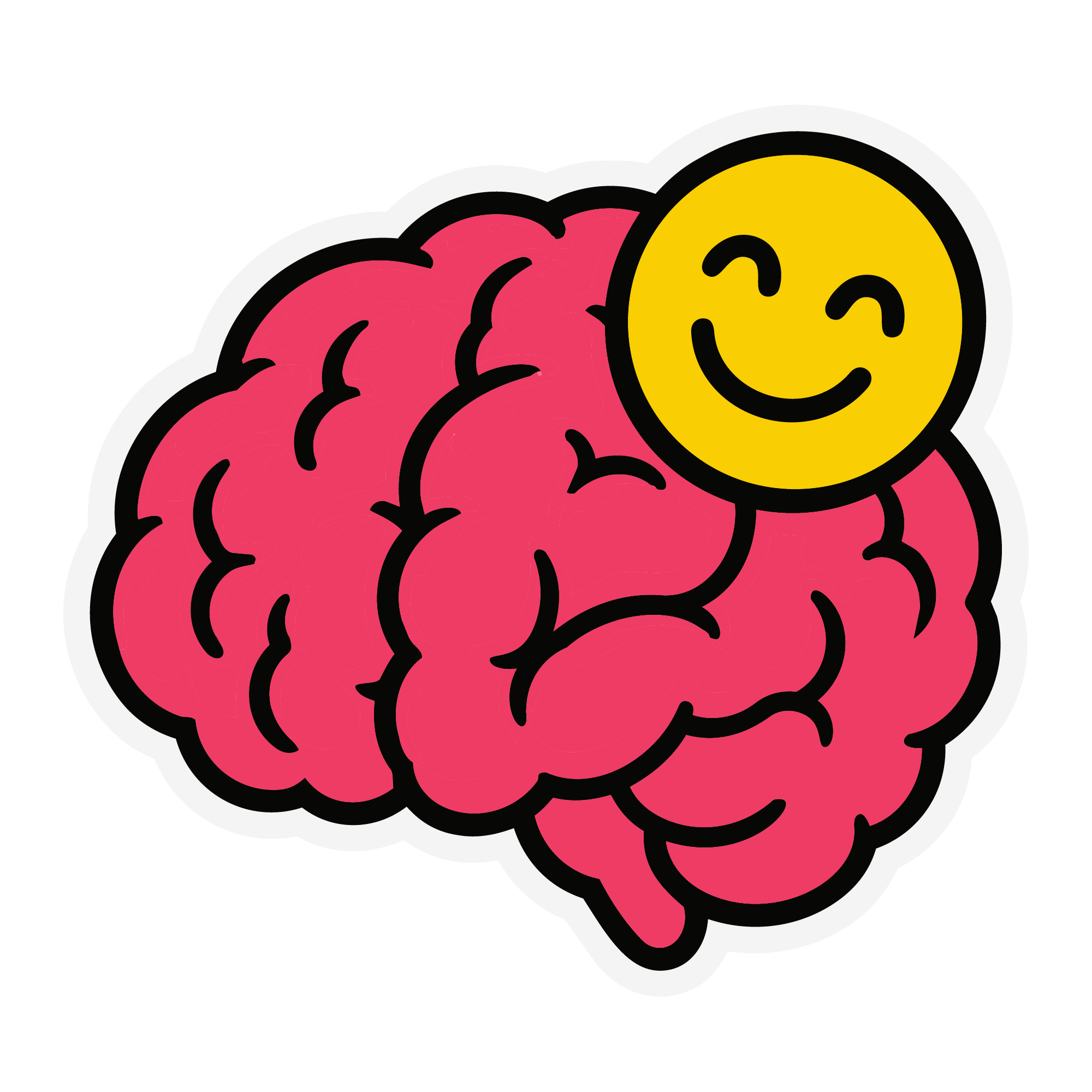 A brain with a smiling face